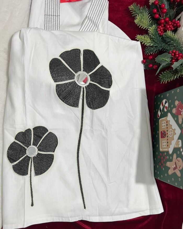 collor neck- white big mirror- 2 piece set