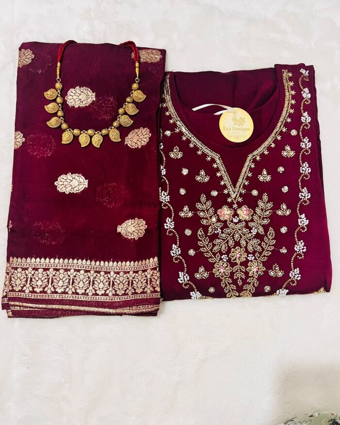 Embroidry salvar 3 piece set Grape