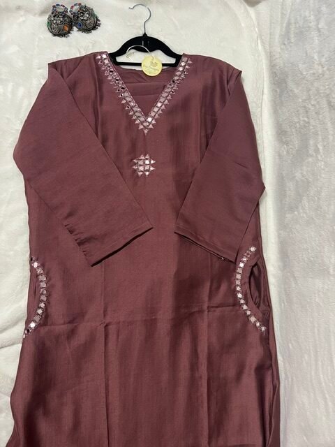 Onion Pink Mirror Work 2 Piece Set