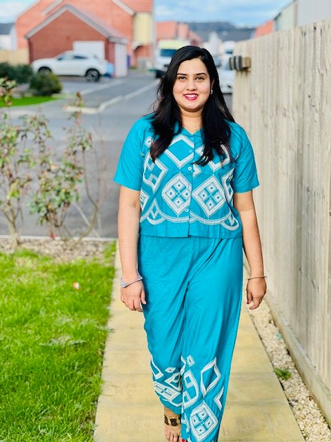 Co Ord Set Short Top Turquoise Blue
