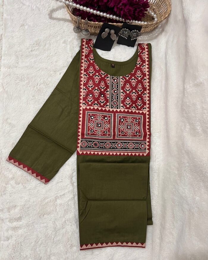 Kurthi Kalamkari Green 1 piece long