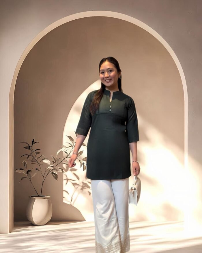 Kurthi plain top 1 piece short Bottle green