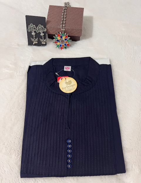 Kurthi plain top1 piece short Navy blue