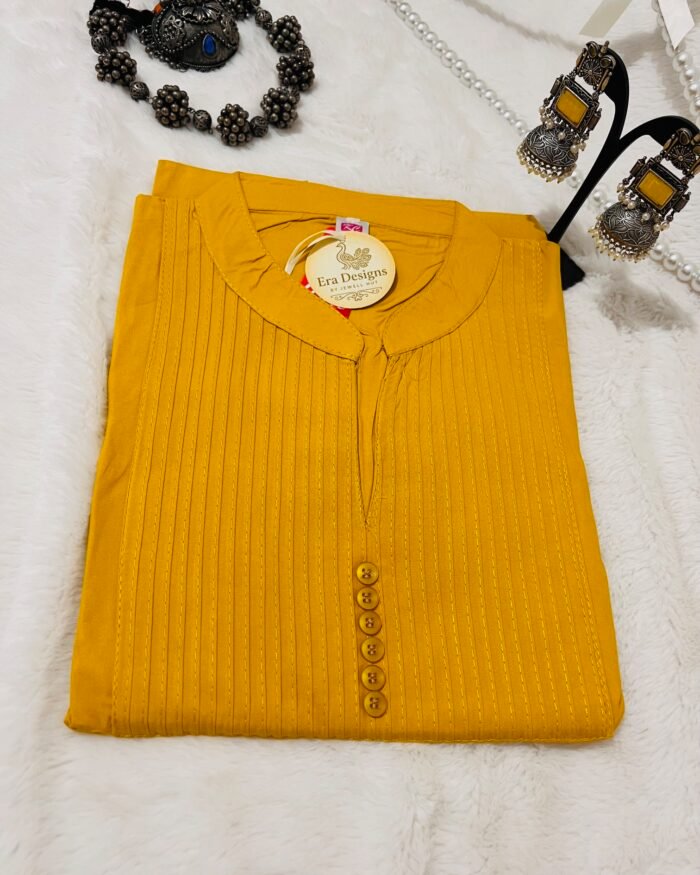 Kurthi plain top1 pieceshort mustard yellow