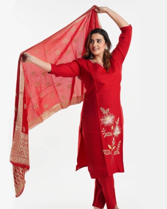 salwar 3p set Pastel shade-Red