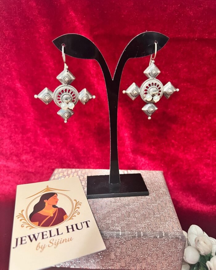 Hook-Type-Oxidised-Studs-Cross-With-Pearls.