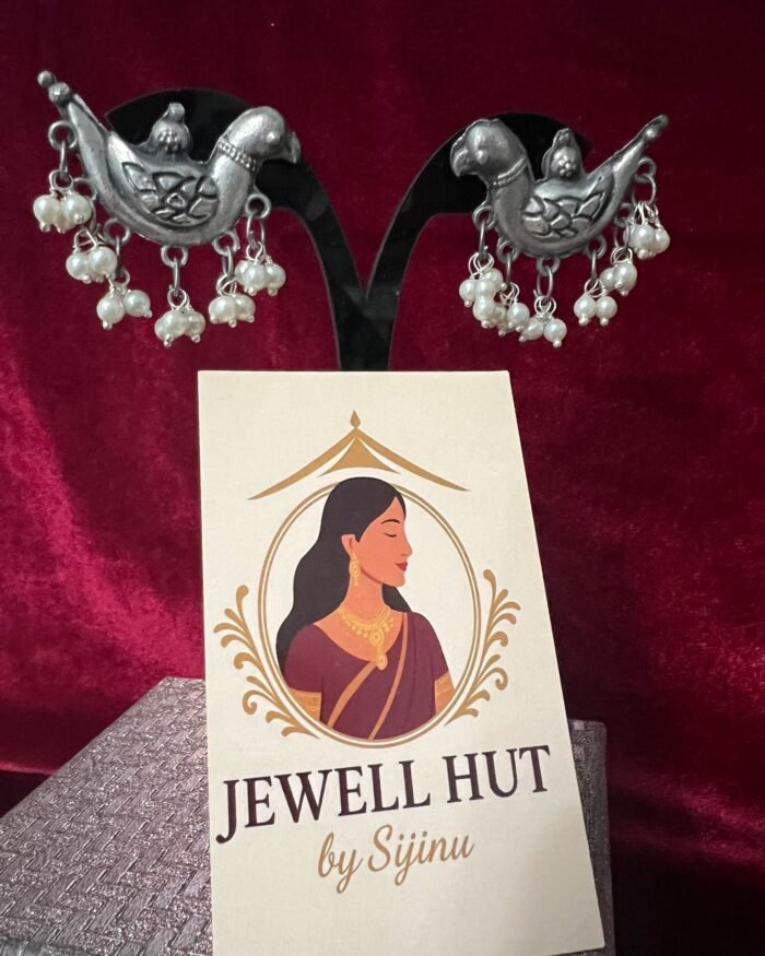 Oxidised-Studs-Dove-With-Pearls.