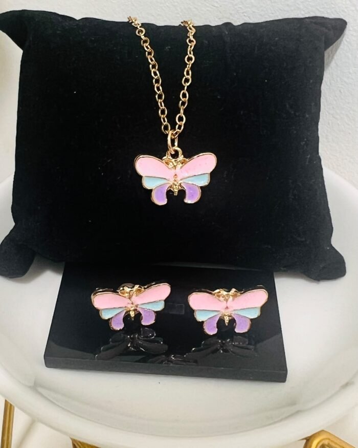 Butterfly pendant and earrings set