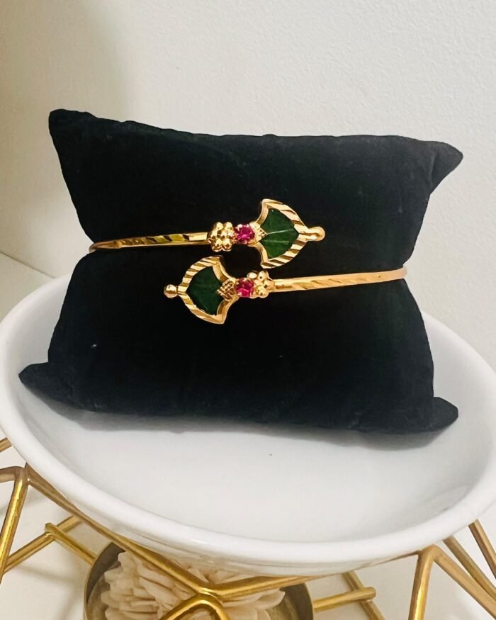 Palakka kada bangles adjustable Green gold plated 1