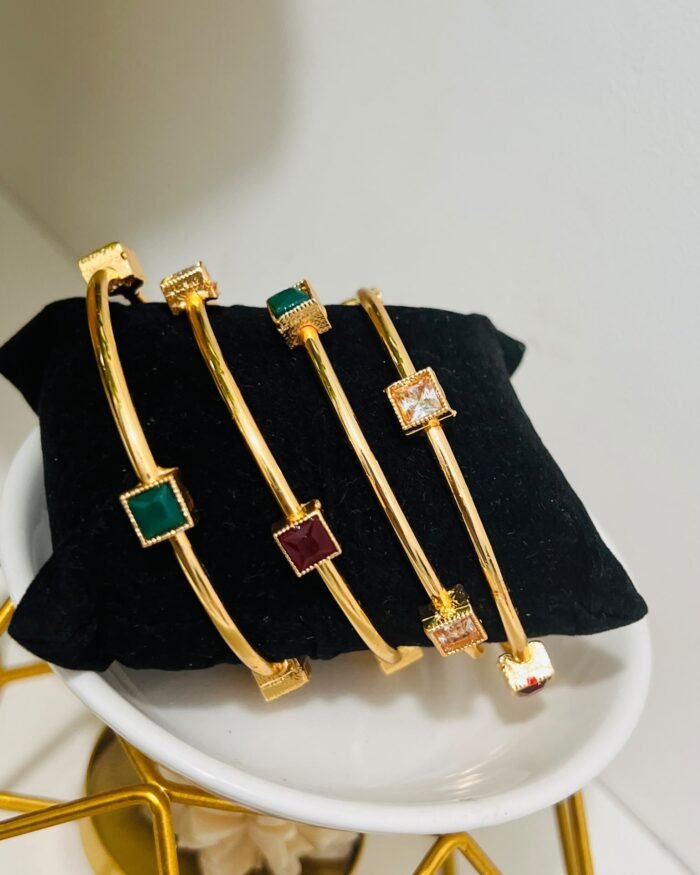 Multi colour stone bangles gold plated