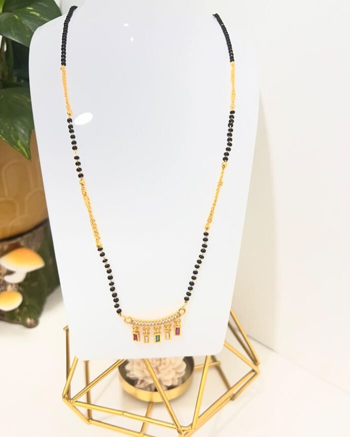AD stone mangalsutra necklace / Karimani mala